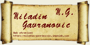 Miladin Gavranović vizit kartica